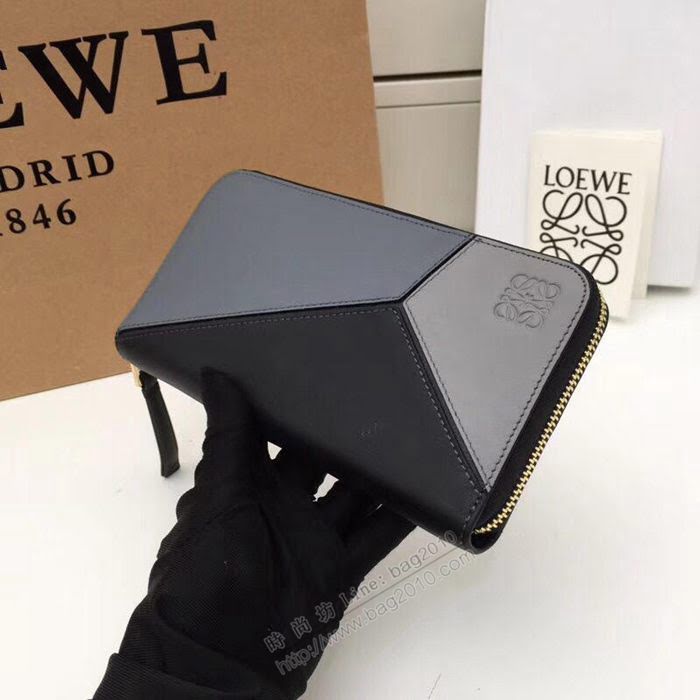 LOEWE錢包 122N89 頭層皮幾何錢包 羅意威原單長錢包  sl2049